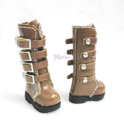 SHP129BRN 1/6 Bjd Neo Blythe Momoko Doll Shoes Buckle Boots BROWN